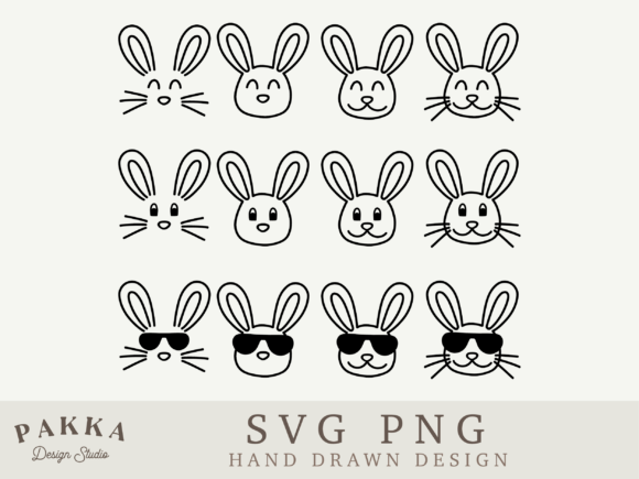 Outline Bunny SVG Rabbit Face PNG Easter Design Review